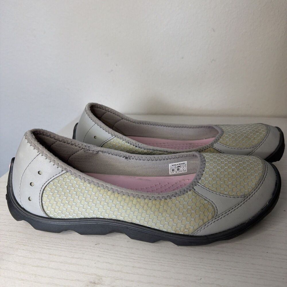 Crocs Duet Busy Day Light Grey Ballet Flats Slip On Comfort Shoe Size 9 Walking